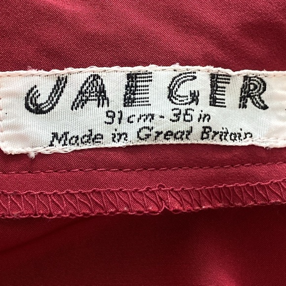 Vintage Jaeger Button Front Rounded Double Collar Puffed Sleeve Blouse Red M - Picture 9 of 11